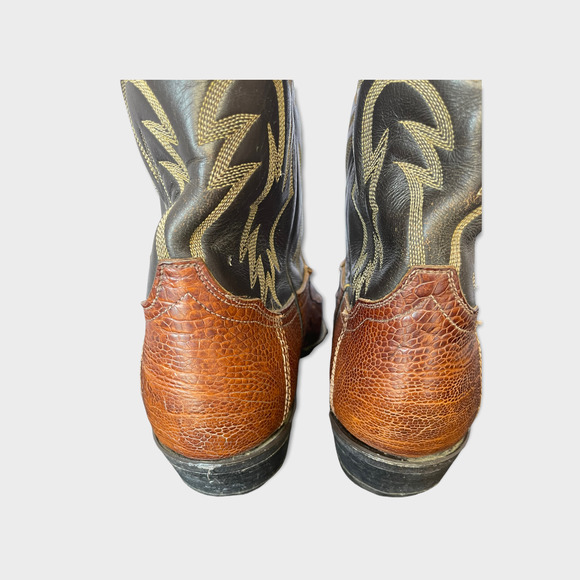 Vintage Tony Lama Men's Black Label Ostrich Leg Cowboy Boots Size 8 D - Picture 7 of 10